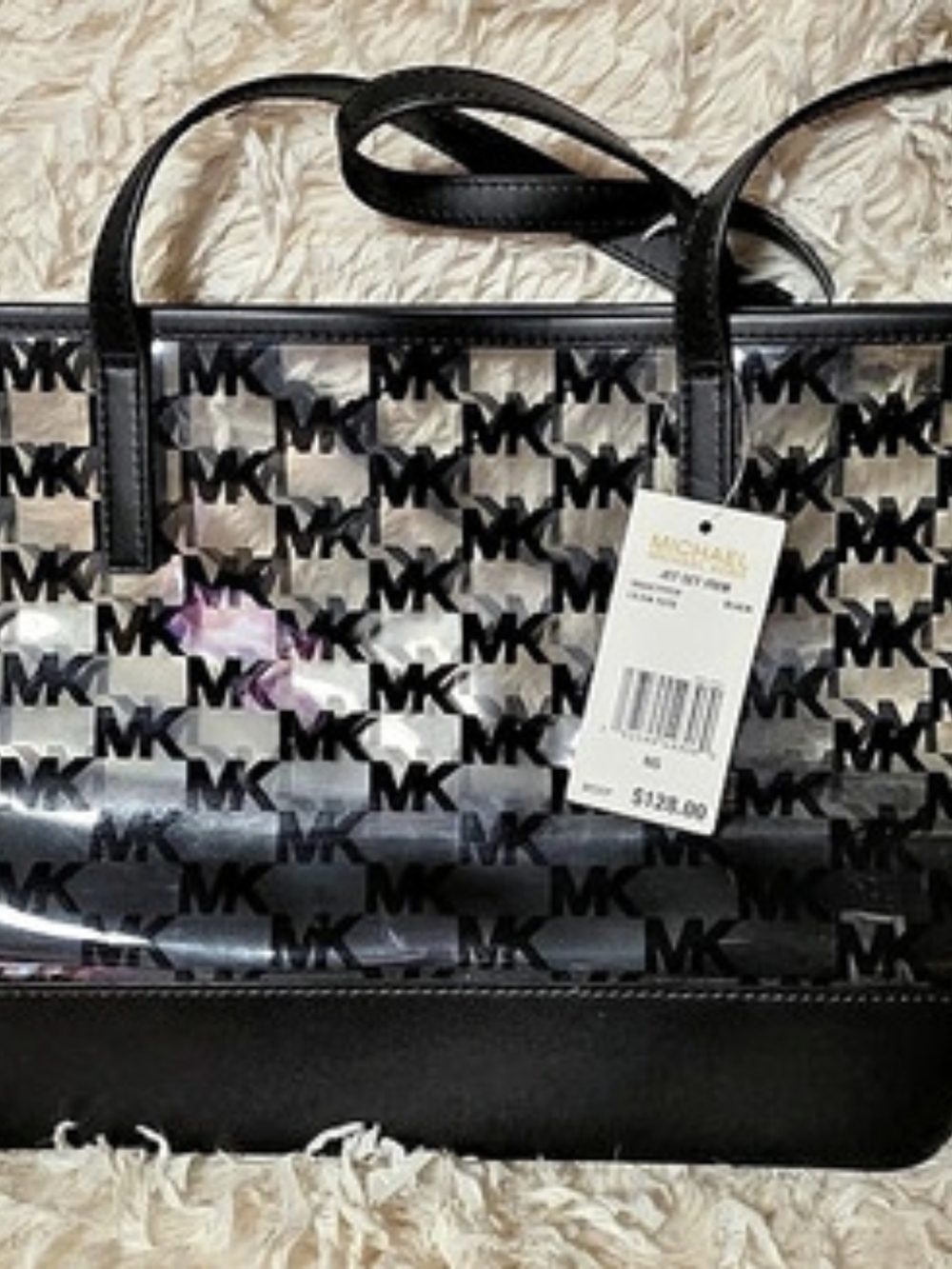 Michael Kors Jet Set Item LG EW Tote Black & Clear